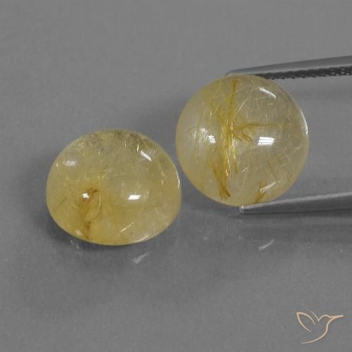 10.70ctw Naturale Giallo terroso Quarzo rutilo, Rotondo, Trasparente