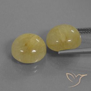 Gemme di Quarzo rutilo Giallo medio naturale da 11.05 ct, Rotondo, Traslucido