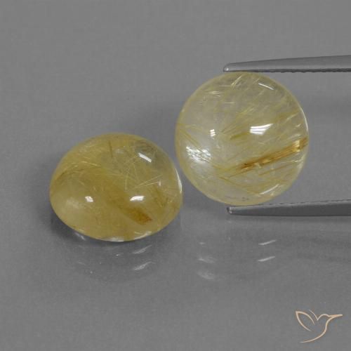 8.61ctw Naturale Giallo pallido Quarzo rutilo, Rotondo, Trasparente, Photo A