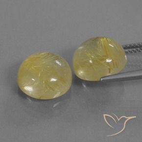 Gemme di Quarzo rutilo Giallo terroso naturale da 11.53 ct, Rotondo, Trasparente