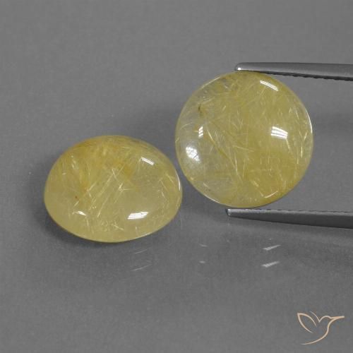 8.43ctw Naturale Giallo Digione molto chiaro Quarzo rutilo, Rotondo, Traslucido