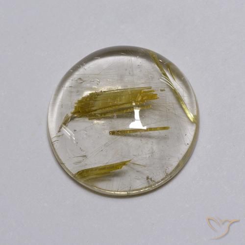 3.54ct Naturale Giallo chiaro Quarzo rutilo, Rotondo, Trasparente