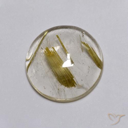 Quarzo rutilo Giallo chiaro naturale da 3.54 ct, Rotondo, Trasparente