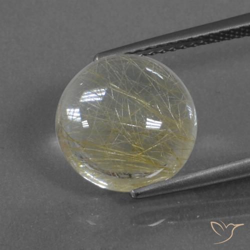 4.89ct Naturale Marrone Dorato Molto Chiaro Quarzo rutilo, Rotondo, Trasparente