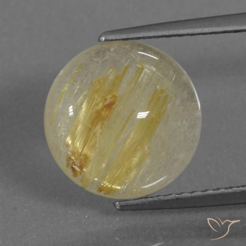 4.40ct Naturale Giallo terroso Quarzo rutilo, Rotondo, Trasparente