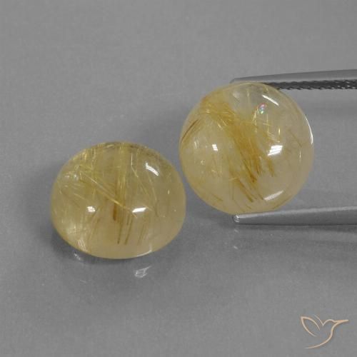 11.22ctw Naturale Giallo di Digione Quarzo rutilo, Rotondo, Trasparente