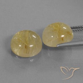 Gemme di Quarzo rutilo Giallo di Digione naturale da 11.22 ct, Rotondo, Trasparente