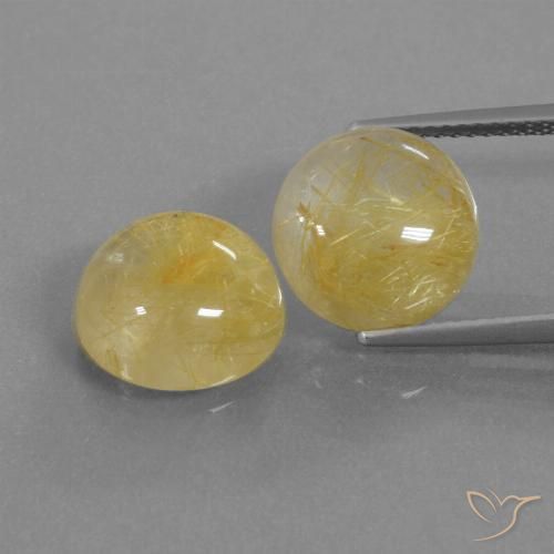 10.89ctw Naturale Giallo pallido Quarzo rutilo, Rotondo, Trasparente