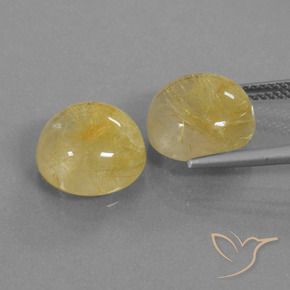 Gemme di Quarzo rutilo Giallo pallido naturale da 10.89 ct, Rotondo, Trasparente
