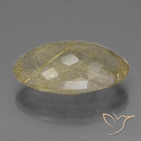 Quarzo rutilato naturale giallo da 21,51 ct, taglio ovale, trasparente