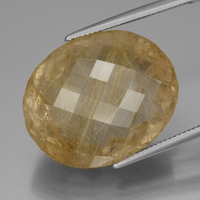 Quarzo rutilato naturale dorato da 50,97 ct, taglio ovale, trasparente
