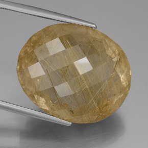 Quarzo rutilato naturale dorato da 50,97 ct, taglio ovale, trasparente