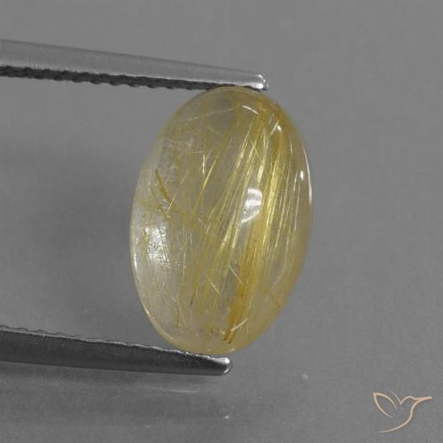3.91ct Naturale Giallo terroso Quarzo rutilo, Ovale, Trasparente