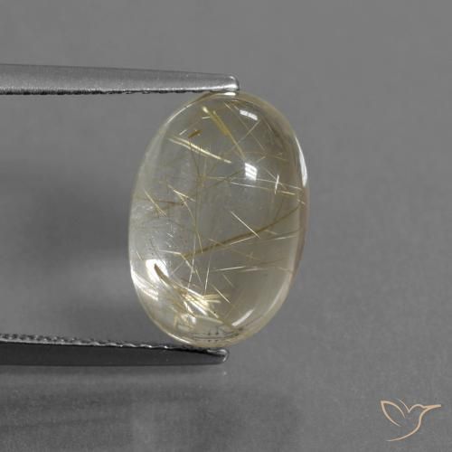5.41ct Naturale Giallo pallido Quarzo rutilo, Ovale, Trasparente