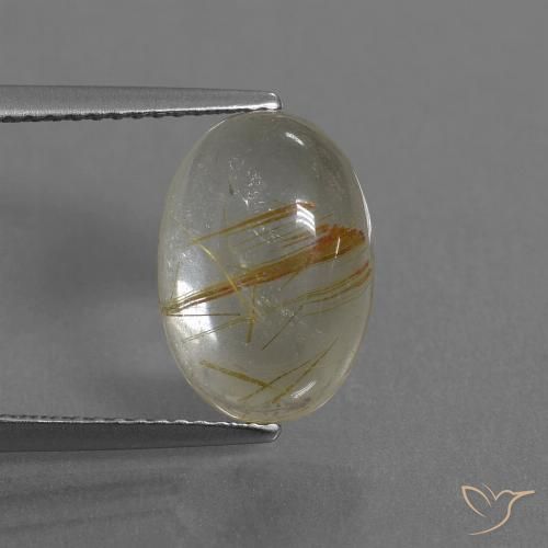 4.92ct Naturale Giallo chiaro Quarzo rutilo, Ovale, Trasparente