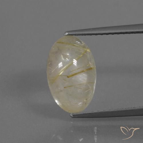 3.20ct Naturale Giallo chiaro Quarzo rutilo, Ovale, Trasparente