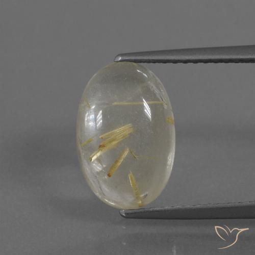 3.68ct Naturale Giallo chiaro Quarzo rutilo, Ovale, Trasparente