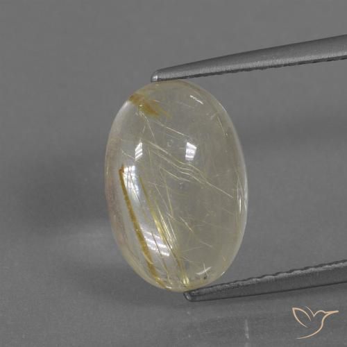 4.11ct Naturale Giallo chiaro Quarzo rutilo, Ovale, Trasparente