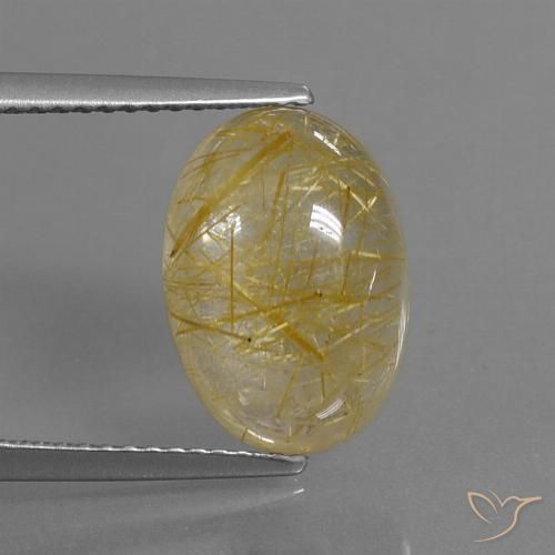 5.72ct Naturale Giallo terroso Quarzo rutilo, Ovale, Trasparente