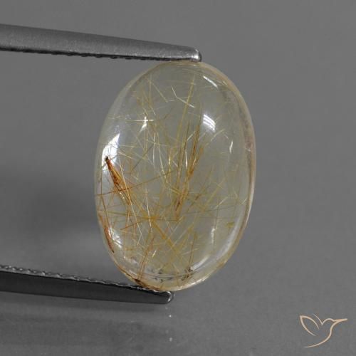 4.09ct Naturale Marrone Dorato Molto Chiaro Quarzo rutilo, Ovale, Trasparente