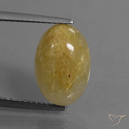 4.56ct Naturale Giallo dorato Quarzo rutilo, Ovale, Traslucido