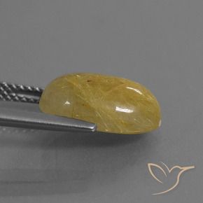 Quarzo rutilo Giallo dorato naturale da 4.56 ct, Ovale, Traslucido