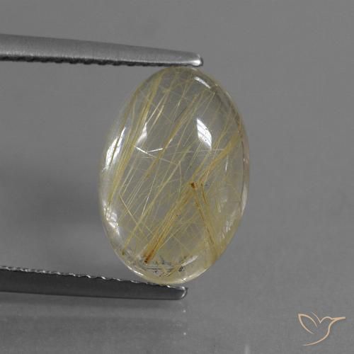 4.05ct Naturale Marrone Dorato Molto Chiaro Quarzo rutilo, Ovale, Trasparente