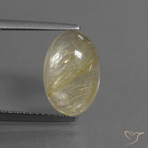 3.59ct Naturale Giallo chiaro Quarzo rutilo, Ovale, Trasparente