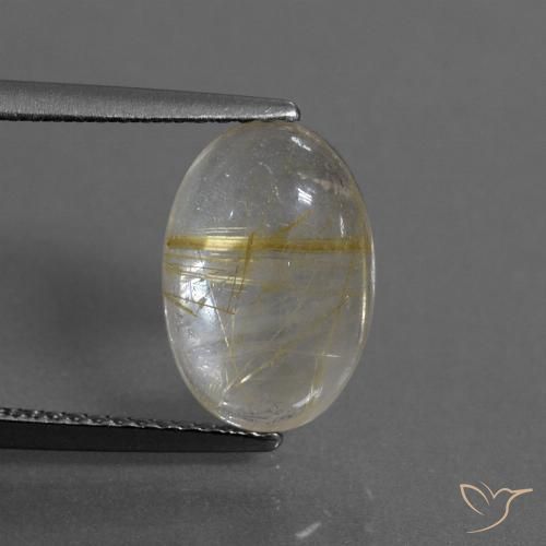 3.12ct Naturale Marrone Dorato Molto Chiaro Quarzo rutilo, Ovale, Trasparente