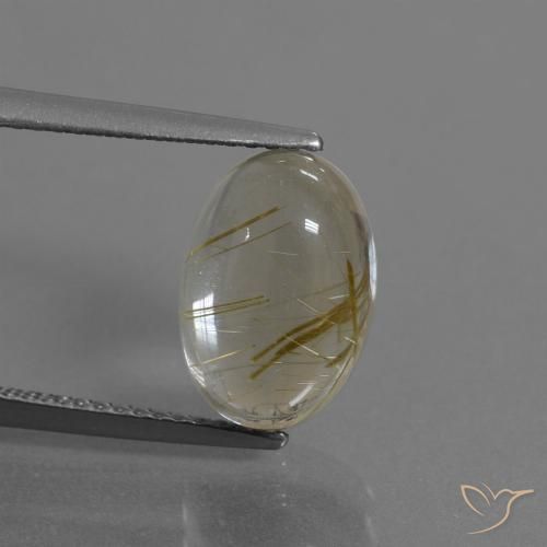 4.38ct Naturale Marrone Dorato Molto Chiaro Quarzo rutilo, Ovale, Trasparente