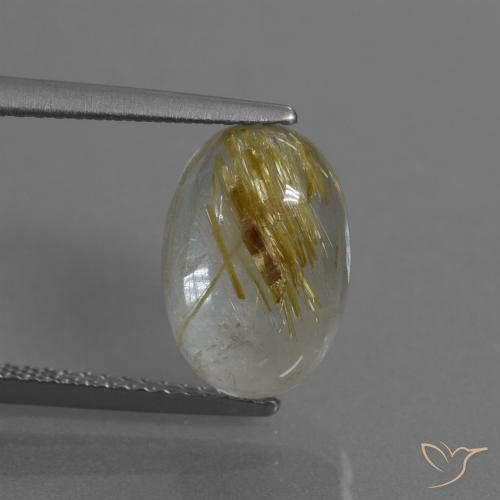 3.87ct Naturale Marrone Dorato Molto Chiaro Quarzo rutilo, Ovale, Trasparente
