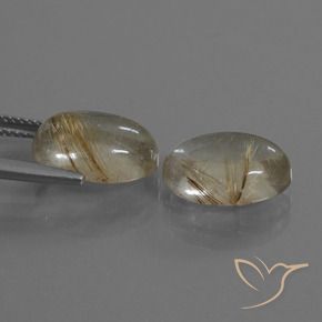 Gemme di Quarzo rutilo Marrone Dorato Molto Chiaro naturale da 9.84 ct, Ovale, Trasparente