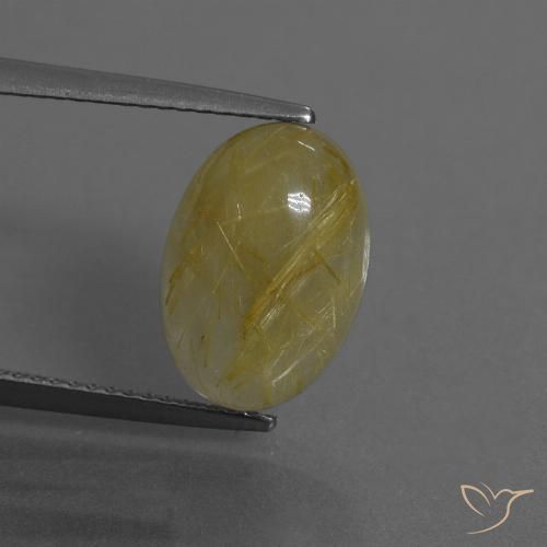 5.27ct Naturale Giallo medio Quarzo rutilo, Ovale, Traslucido