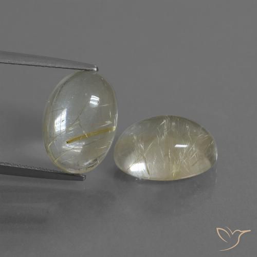 11.00ctw Naturale Giallo chiaro Quarzo rutilo, Ovale, Trasparente