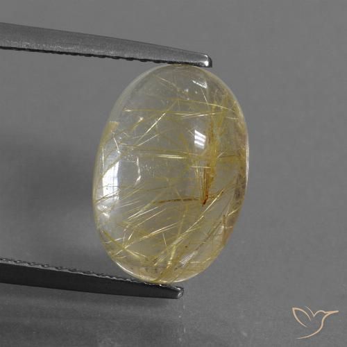 5.19ct Naturale Marrone Dorato Molto Chiaro Quarzo rutilo, Ovale, Trasparente