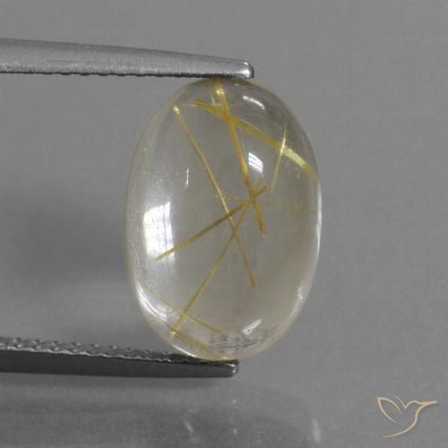 5.34ct Naturale Giallo chiaro Quarzo rutilo, Ovale, Trasparente