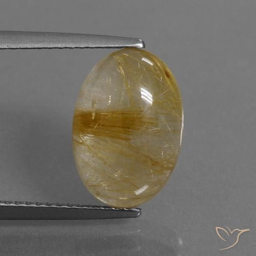 4.68ct Naturale Marrone Dorato Molto Chiaro Quarzo rutilo, Ovale, Trasparente