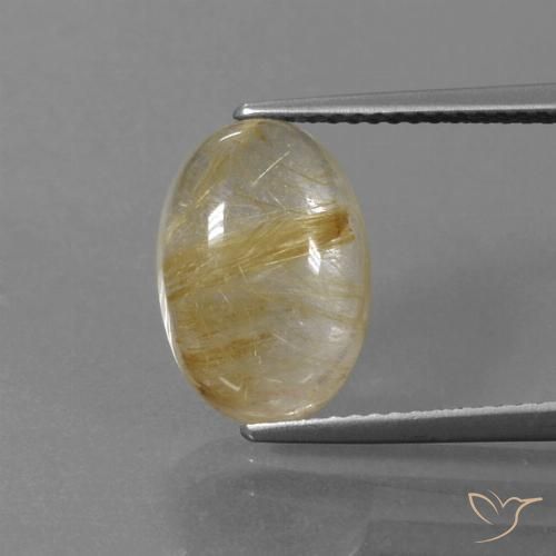 4.57ct Naturale Marrone Dorato Molto Chiaro Quarzo rutilo, Ovale, Trasparente