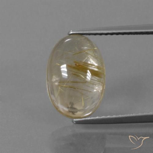 4.36ct Naturale Marrone Dorato Molto Chiaro Quarzo rutilo, Ovale, Trasparente