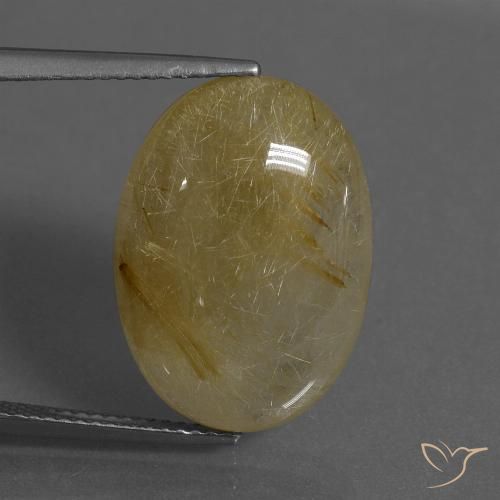 16.12ct Naturale Giallo medio Quarzo rutilo, Ovale, Traslucido