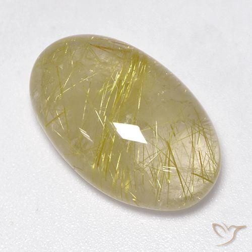 15.27ct Naturale Giallo terroso chiaro Quarzo rutilo, Ovale, Traslucido