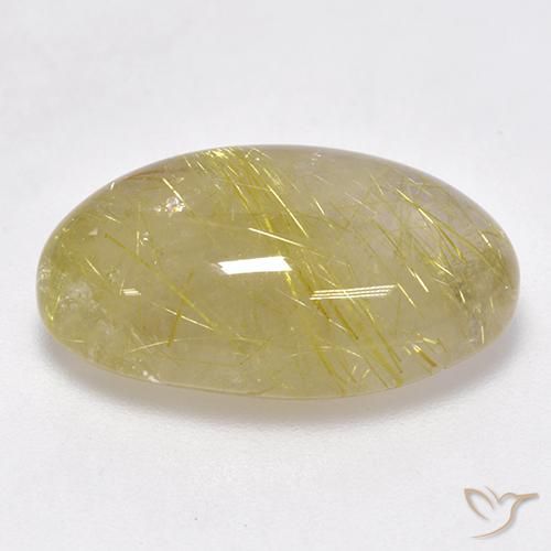 Quarzo rutilo Giallo terroso chiaro naturale da 15.27 ct, Ovale, Traslucido