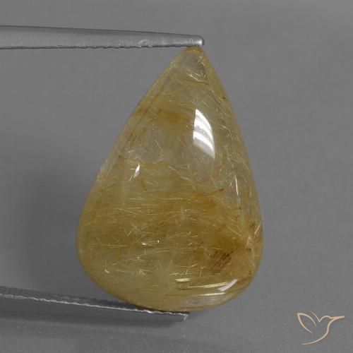 14.48ct Naturale Giallo medio Quarzo rutilo, Forma a pera, Traslucido