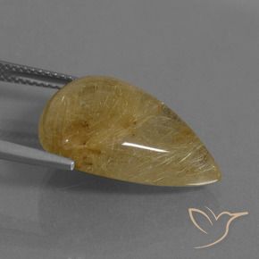 Quarzo rutilo Giallo medio naturale da 14.48 ct, Forma a pera, Traslucido