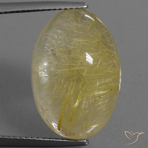17.54ct Naturale Giallo chiaro Quarzo rutilo, Ovale, Trasparente