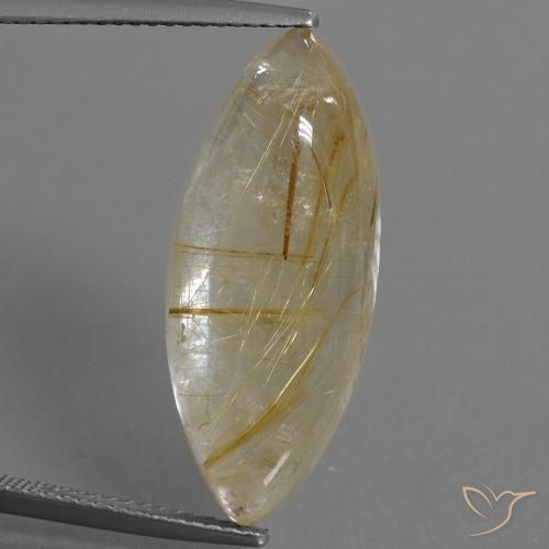 14.68ct Naturale Marrone Dorato Molto Chiaro Quarzo rutilo, Taglio marquise, Trasparente