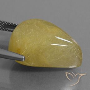 Quarzo rutilo Giallo chiaro naturale da 24.90 ct, Forma a pera, Traslucido