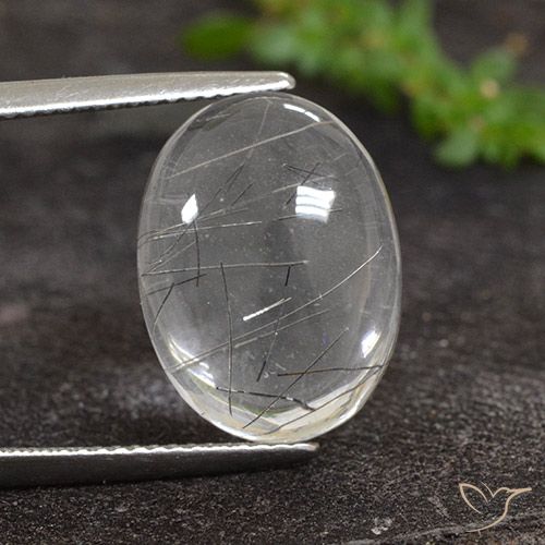 8.50ct Naturale Cancella con il nero Quarzo rutilo, Ovale, Trasparente