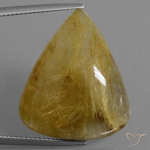 25.66ct Naturale Giallo terroso Quarzo rutilo, Forma a pera, Traslucido