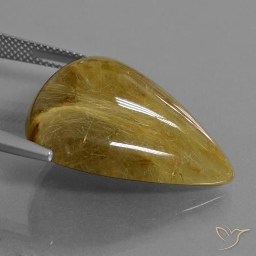 Quarzo rutilo Giallo terroso naturale da 25.66 ct, Forma a pera, Traslucido